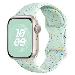 For Apple Watch Series 5 44mm Hole Style Butterfly Buckle Camouflage Silicone Watch Band(Light Mint)