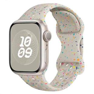 For Apple Watch Series 5 44mm Hole Style Butterfly Buckle Camouflage Silicone Watch Band(Starlight Color)