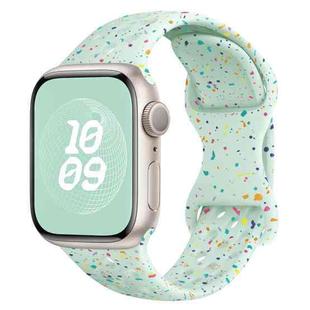 For Apple Watch Series 4 44mm Hole Style Butterfly Buckle Camouflage Silicone Watch Band(Light Mint)