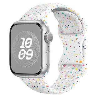 For Apple Watch Series 3 42mm Hole Style Butterfly Buckle Camouflage Silicone Watch Band(White)