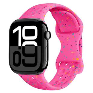 For Apple Watch Series 10 42mm Hole Style Butterfly Buckle Camouflage Silicone Watch Band(Pink)