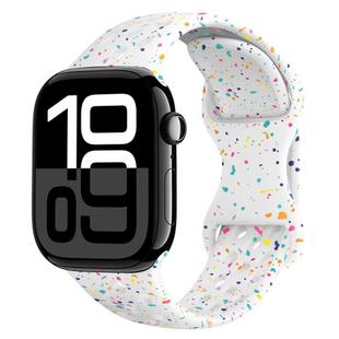 For Apple Watch Series 10 46mm Hole Style Butterfly Buckle Camouflage Silicone Watch Band(White)