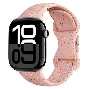 For Apple Watch Series 10 46mm Hole Style Butterfly Buckle Camouflage Silicone Watch Band(Pink Sand)