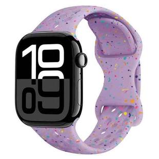 For Apple Watch Series 10 46mm Hole Style Butterfly Buckle Camouflage Silicone Watch Band(Light Purple)