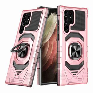 For Samsung Galaxy S22 Ultra 5G Magnetic Ring Holder Phone Case(Rose Gold)
