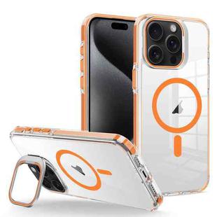 For iPhone 15 Pro Max J2 High Transparent MagSafe Magnetic Frame Holder Phone Case(Orange)