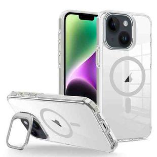 For iPhone 14 Plus J2 High Transparent MagSafe Magnetic Frame Holder Phone Case(Grey)