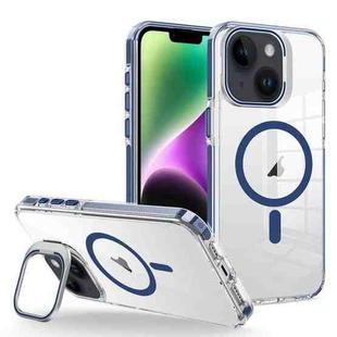 For iPhone 14/13 J2 High Transparent MagSafe Magnetic Frame Holder Phone Case(Royal Blue)