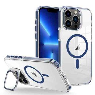 For iPhone 13 Pro J2 High Transparent MagSafe Magnetic Frame Holder Phone Case(Royal Blue)