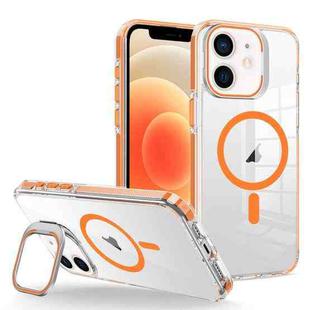 For iPhone 12/12 Pro J2 High Transparent MagSafe Magnetic Frame Holder Phone Case(Orange)