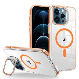 For iPhone 12 Pro Max J2 High Transparent MagSafe Magnetic Frame Holder Phone Case(Orange)