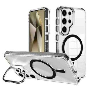 For Samsung Galaxy S24 Ultra 5G J2 High Transparent MagSafe Magnetic Frame Holder Phone Case(Black)