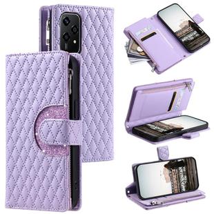 For Honor 200 Lite Glitter Lattice Zipper Wallet Leather Phone Case(Purple)