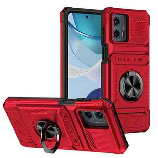 For Motorola Moto G 5G 2023 TPU+PC Shockproof Card Slot Phone Case with Metal Ring Holder(Red)