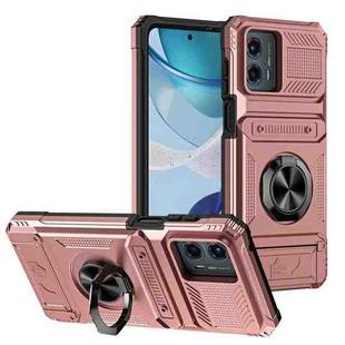 For Motorola Moto G 5G 2023 TPU+PC Shockproof Card Slot Phone Case with Metal Ring Holder(Rose Gold)