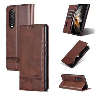 For OnePlus Nord CE4 AZNS Magnetic Calf Texture Flip Leather Phone Case(Dark Brown)