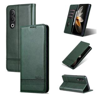 For OnePlus Nord CE4 AZNS Magnetic Calf Texture Flip Leather Phone Case(Dark Green)