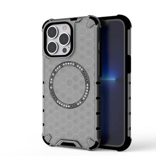 For iPhone 13 Pro Honeycomb Magnetic Ring Shockproof Phone Case(Black)