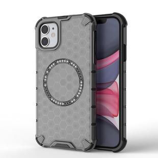 For iPhone 11 Honeycomb Magnetic Ring Shockproof Phone Case(Black)