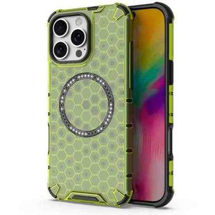 For iPhone 16 Pro Max Honeycomb Magnetic Ring Shockproof Phone Case(Green)