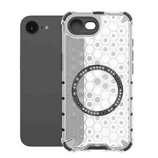 For iPhone 16e Honeycomb Magnetic Ring Shockproof Phone Case(White)