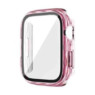 For Apple Watch Series 9 / 8 / 7 41mm 2 in 1 PC Hybrid Tempered Glass Protector Case(Clear Pink)