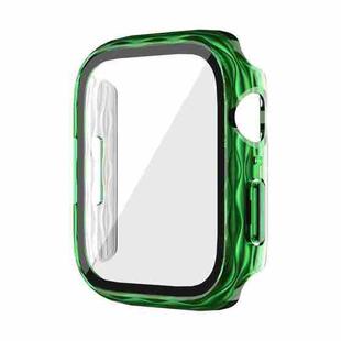 For Apple Watch Series 9 / 8 / 7 41mm 2 in 1 PC Hybrid Tempered Glass Protector Case(Clear Green)