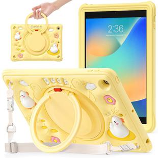 Duck Handle Kickstand Silicone Hybrid PC Tablet Case For iPad 10.2 2021/2020/2019(Yellow)