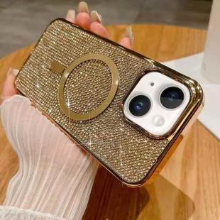 For iPhone 15 Plus Diamonds Plated Magsafe Phone Case(Gold)