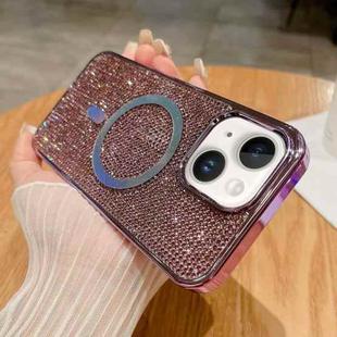 For iPhone 14 Diamonds Plated Magsafe Phone Case(Purple)