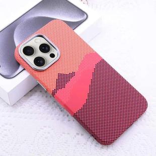 For iPhone 15 Pro Kevlar Carbon Fiber Texture MagSafe Magnetic Phone Case(Orange)