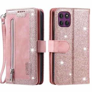 For Motorola Edge 60 Pro Nine Card Zipper Bag Leather Phone Case with Lanyard(Pink)