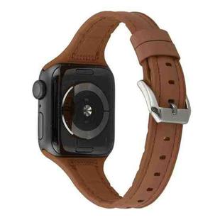 For Apple Watch Series 7 45mm / 6 & SE & 5 & 4 44mm / 3 & 2 & 1 42mm Silicone + Leather Replacement Strap Watchband(Brown)