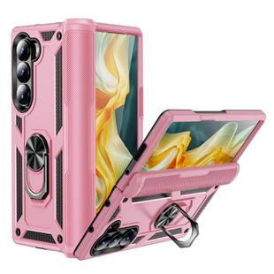 For Samsung Galaxy Z Fold6 5G Shockproof TPU + PC Phone Case with Protective Strap(Pink)