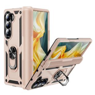 For Samsung Galaxy Z Fold6 5G Shockproof TPU + PC Phone Case with Protective Strap(Apricot)