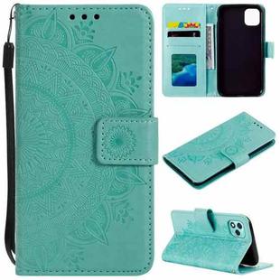 For Honor 400 Lite Totem Flower Embossed Leather Phone Case with Lanyard(Green)