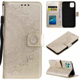 For Honor 400 Lite Totem Flower Embossed Leather Phone Case with Lanyard(Gold)