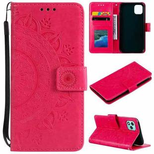 For Honor 400 Lite Totem Flower Embossed Leather Phone Case with Lanyard(Red)
