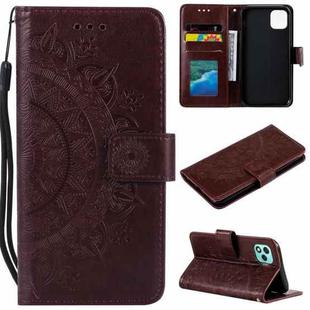 For Honor 400 Lite Totem Flower Embossed Leather Phone Case with Lanyard(Brown)