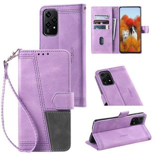 For Honor 200 Lite TTUDRCH Embossed Line Splicing Leather Phone Case(Purple)