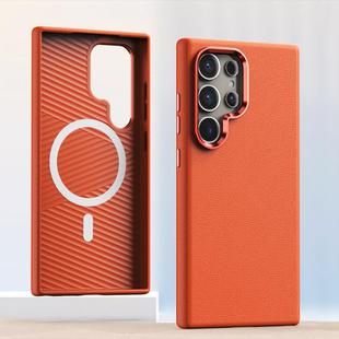 For Samsung Galaxy S24 Ultra Prime Leather MagSafe Magnetic Phone Case(Orange)