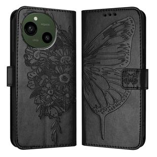 For Sharp Aquos R9 SH-51E Embossed Butterfly Leather Phone Case(Black)