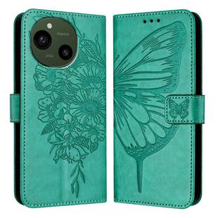 For Sharp Aquos R9 SH-51E Embossed Butterfly Leather Phone Case(Green)