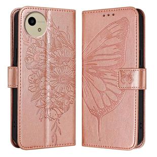 For Sharp Aquos Wish4 SH-52E Embossed Butterfly Leather Phone Case(Rose Gold)