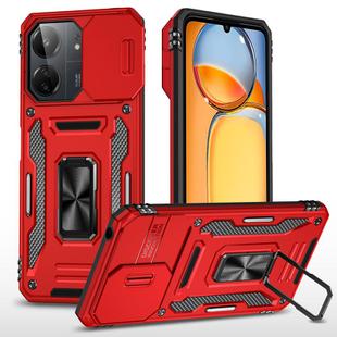 For Xiaomi Poco C65/Redmi 13C Armor PC + TPU Camera Shield Phone Case(Red)