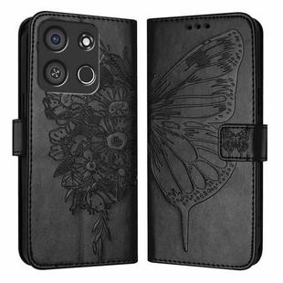 For Itel A05s Embossed Butterfly Leather Phone Case(Black)