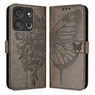 For Itel A05s Embossed Butterfly Leather Phone Case(Grey)