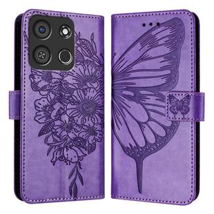 For Itel A05s Embossed Butterfly Leather Phone Case(Light Purple)