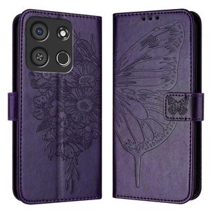 For Itel A05s Embossed Butterfly Leather Phone Case(Dark Purple)