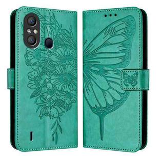 For Itel A58 / A49 Embossed Butterfly Leather Phone Case(Green)